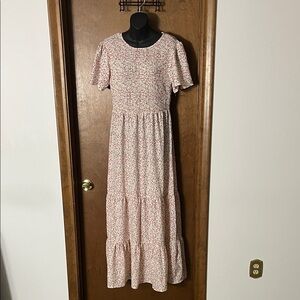 POGTMM Floral Smocked Bodice Maxi Dress Women’s Size L – Rayon, NWT